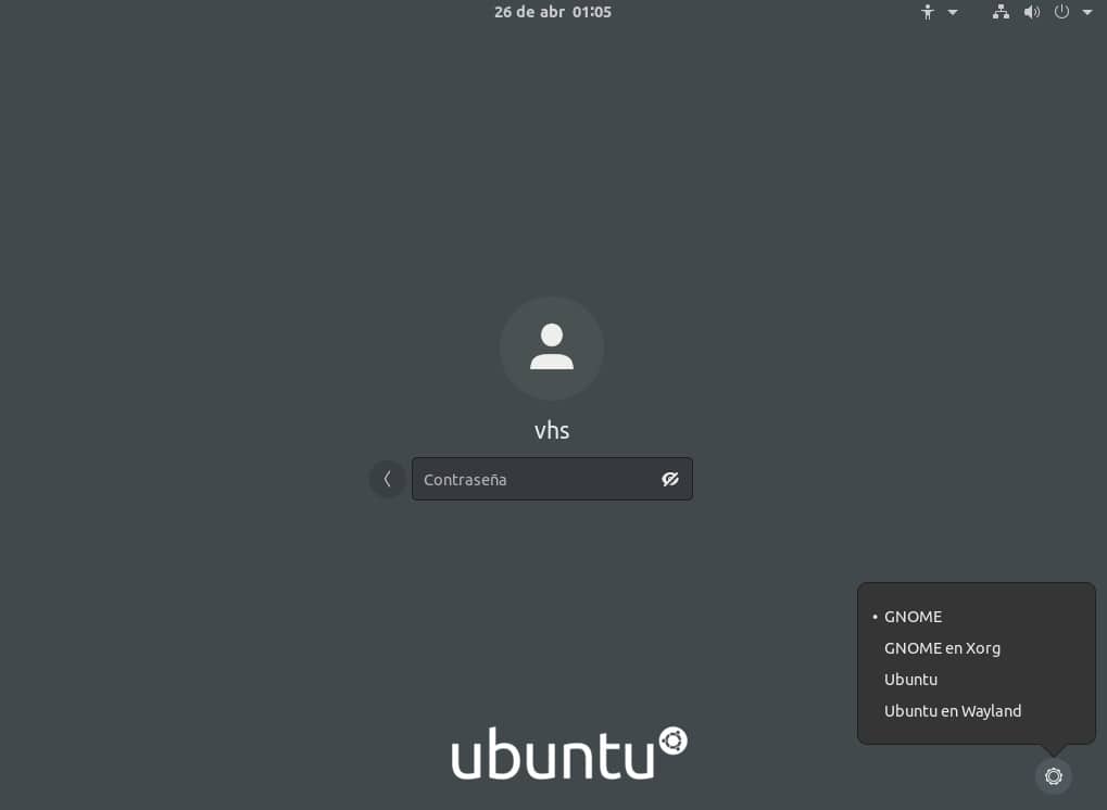 Pantalla de login GNOME